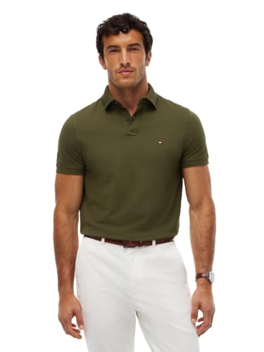 Image of Tommy Hilfiger Men's Short Sleeve Polo Shirts in Regular Fit With Stretch and Organic Pique Cotton