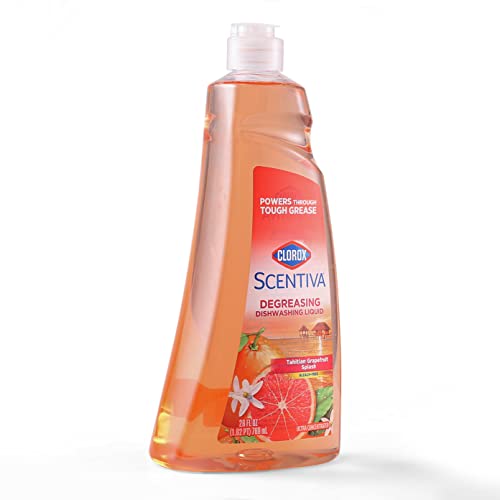 Image of Clorox Scentiva Dish Soap in Tahitian Grapefruit Splash, 26 Ounces | Clorox Scentiva Dish Soap | Dishwashing Liquid Cuts Through Tough Grease, Quick Rinse Formula, Tahitian Grapefruit Splash, 26 oz