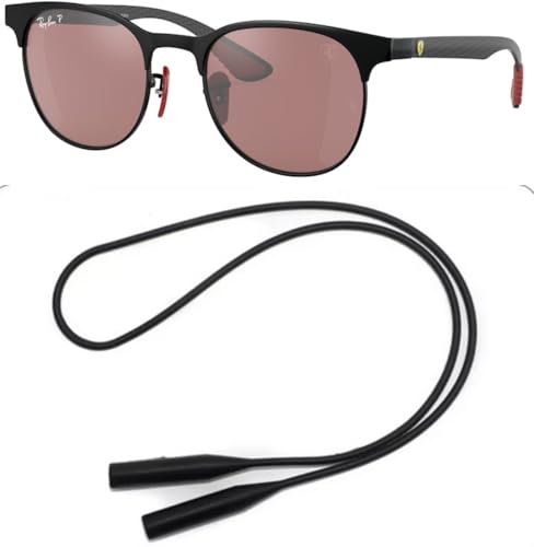 Ray-Ban RB8327M Sunglasses Bundle: RB 8327M F041H2 Matte Black On Black Purple Mi and Universal Anti-slip Silicone Leash2