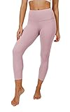 Yogalicious High Waist Ultra Soft Lightweight Capris - High Rise Yoga Pants - Rose Bud Nude Tech - XS