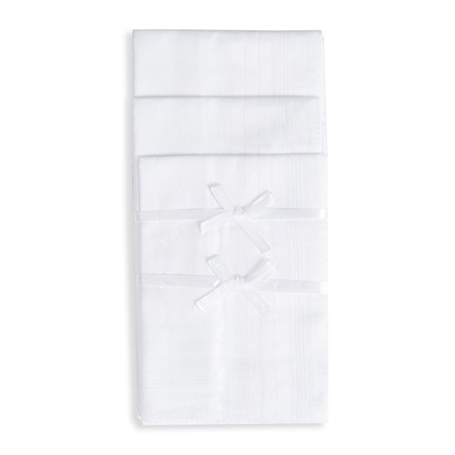 Selected Hanky Pure Cotton Men's Handkerchiefs with Hem White 12 Pieces for Father's Day Gift