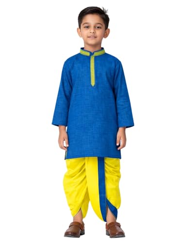 Image of Boys Ethnic Kurta & Elastic Waist Dhoti Set