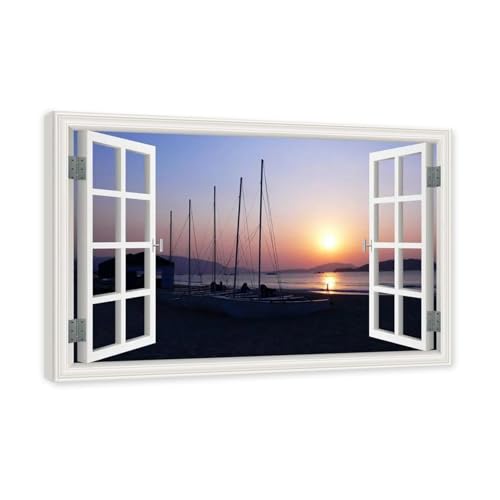Bateau à voile sur mer tableau sur toile paysage déco murale