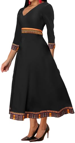 Image of VisiChenup African Print Dress for Women Casual Midi Dress