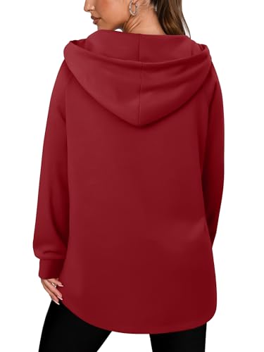 onlypuff Women Hoodie Pullover Trendy Quarter Zipper Lapel Sweatshirts Drawstring Cute Hooded Tunic Tops with Side Pockets