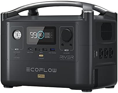 EF ECOFLOW RIVER Pro Portable Power Station 720Wh, Power Multiple Devices, Recharge 0-80% Within 1 Hour, for Camping, RV, Outdoors, Off-Grid, Black