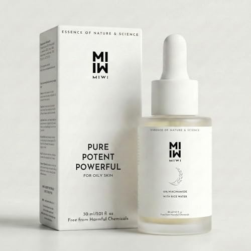 Image of MIWI 10% Niacinamide Serum for oily skin with Rice water and Hyaluronic Acid | For Dry skin, Acne Marks Reduction and Serum for Glowing skin | Face serum for women and men | for All Skin Types