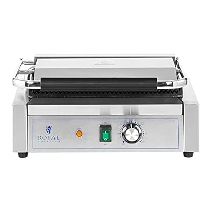 Royal Catering Kontaktgrill RCPKG-2200-R 2.200 W geriffelt 50-300 °C 33 x 22 cm Edelstahl – Bild 5