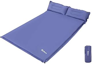 Ubon Double Self Inflating Sleeping Mat Inflatable Mattress with Pillows Comfortable Air Sleep Pad for 2 People 1.5 inch Sponge Filling Ergonomic Pillow Portable and Lightweight Camping Bed