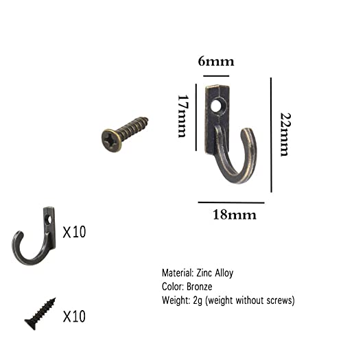 Nanaxagly 10 Pieces Zinc Alloy Antique Wall Mounted Delicate Small Hooks With Screws For Home Hanging Keys Hanging Towel Hanging Hat Coat Kitchen Supplies Etc thumb #3