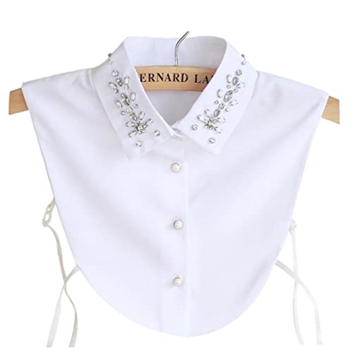 Zonster Cuello Camisa Camisa Camisa Falsa Niña Gasa Mujer Gasa para Blusa del Collar Falso Desmontable con Decoración del Diamante para Hembra Cover