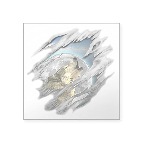 Cafepress Wolf Square Sticker 3 X 3 Square Bumper Sticker Car Decal, 3"X3" (Small) Or 5"X5" (Large) #TOP24