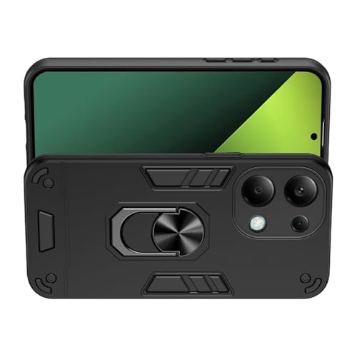Image of amazon basics Kickstand Mobile Cover (360 Rotating Ring Holder) for Mi Redmi Note 13 5G (Black)