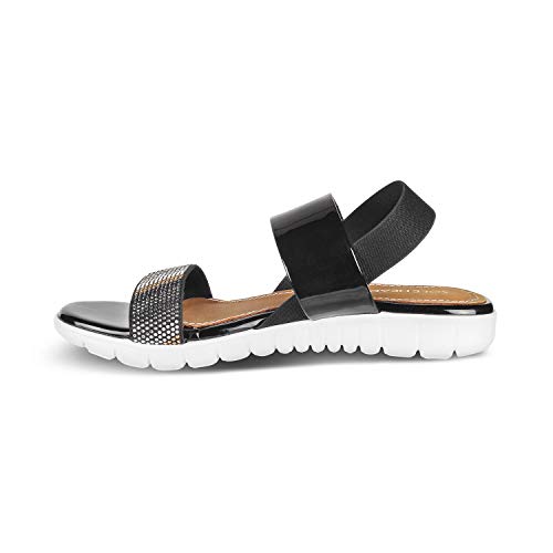 Image of SOLE HEAD Black Flats Sandal for Women
