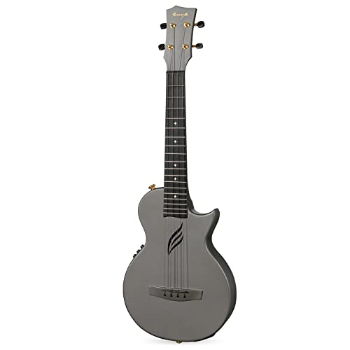 Image of Enya NOVA UE Pro 26-Inch Carbon Fiber Acoustic-Electric Ukulele, Black | AcousticPlus Pickup, Built-In Effects, USB Rechargeable, Lightweight 1.98 lb, Cutaway Design, Kit with Case and Accessories