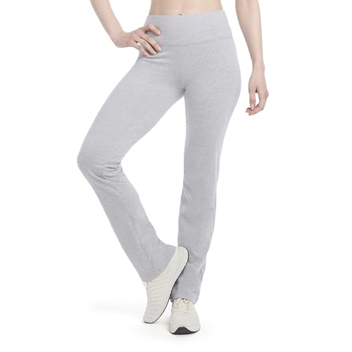 Jockey Women's Active Solid Cotton Jersey Yoga Pants, Light Heather Grey, Large