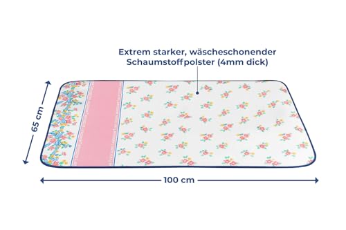 Maximex Blitzbügler-Bügeldecke Blütenpracht - Bügelunterlage, hitzebeständig mit Gleitfunktion & Aluminiumschicht, Baumwolle, 100 x 65 cm, Mehrfarbig