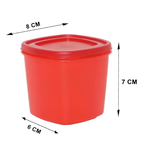 Image of Cutting EDGE Snap Tight Eco Plastic Container Set for Dry Fruits, Travelling, Pickle, Sauces, Spices, 12-Pieces (250 ML, Red)