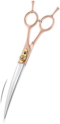 Dream Reach Professionelle Fellschere Hundeschere Gebogene 7 Zoll Gold | 440C Japanischer Edelstahl, Gebogene Klinge, Ergonomischer, Professionelle Haustierpflege, Fellpflege, für