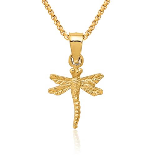 IceCarats 14K Solid Yellow Gold Dragonfly Necklace Chain Pendant Charm
