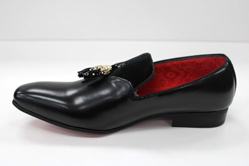 Mens After Midnight Black Glossy Shinny Tassel Slip on Loafer Shoes 69343