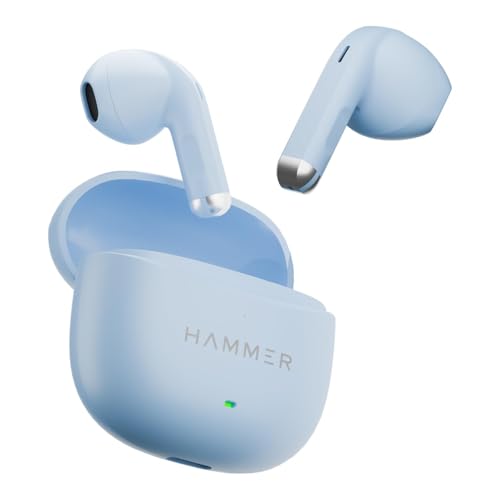 Image of HAMMER New Ultra pods 2026 TWS Wireless Bluetooth Earbuds with Inbuilt Mic, 100H Standby Time, 50H Playtime, USB Type-C, 13mm Dynamic Drivers, BT v6.0, IPX5 Water-Resistant Earphones (Blue)