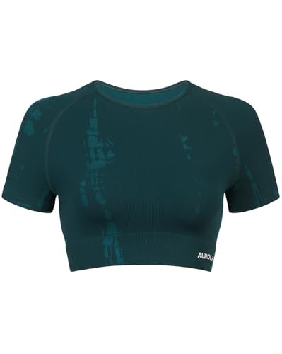 Image of AUROLA Serpent Snake Seamless Workout T-Shirts for Women,Short Sleeve Crop Top Gym Yoga Athletic Shirts Tee