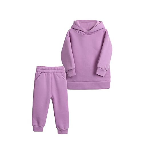Image of MYGBCPJS Youth 2PCS Jogger Outfits Set Fleece Hooded + Sweatpants Boys Girls Athletic Sweatsuits Pullover Clothes
