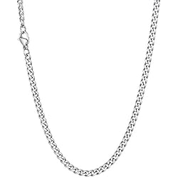 Collar Aesthetic Hombre Richsteel 46cm Largo Cadena Cubana Tono Plata para Chicos Chicas, Collar Corto para Hombres Mujeres Adolescentes, Joyeria Casual