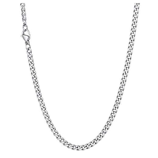 Richsteel Collar Corto Boys Necklace Cadena Cubana Mujer Hip Hop Collar eslabon 3mm Ancho 46cm Largo, Gratis Caja de Regalo