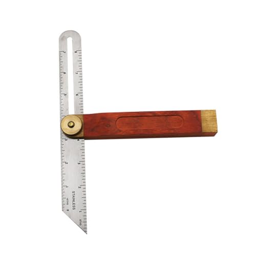 HOUDERCO 型スライド角定規 可能な木製ハンドル付き多機能測定ツール 耐久性ステンレス製コンパクト設計 木工用マルチアングルプロトラクタ