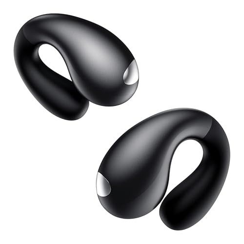 EUQQ Auriculares Inalámbricos Deportivos - 2025 Auriculares de Oído Abierto Bluetooth 5.3 Auriculare de Conduccion Ósea, 50H de Reproducción con Caja de Carga LED USB-C, IP7 Impermeable - Negro