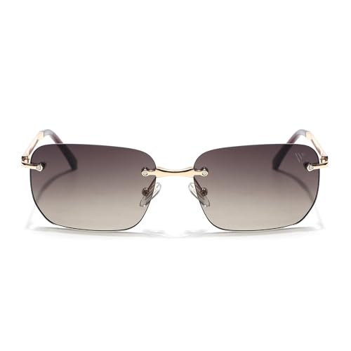 Image of Voyage Rimless Polarized Sunglasses for Men & Women (Black Lens | Black Frame - MG7601)