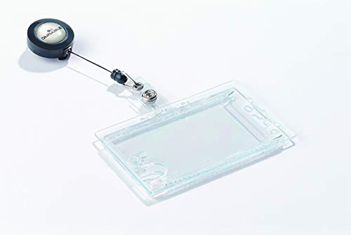Durable Dual Security Pass Holder with Badge Reel Clear (Pack of 10) 8224/19