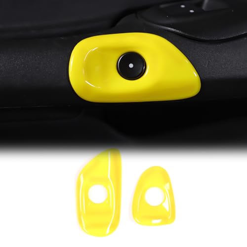 Car Door Switch Cover Trim Compatible with Chevy Corvette C6 2005-2013, Interior Door Release Bezel Switch Button Trim Accessories (Yellow)