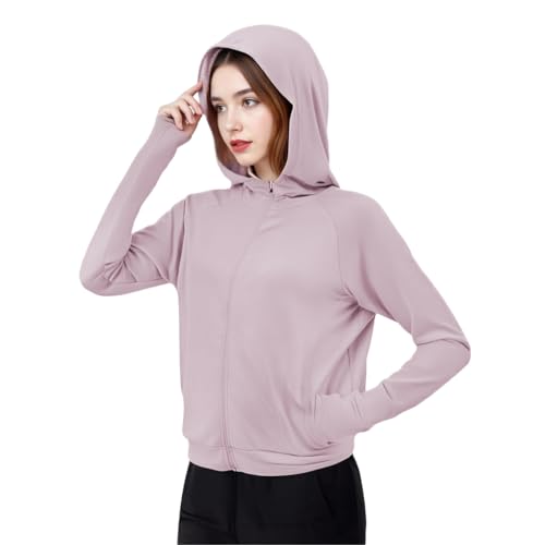 Image of SANNIDHI Women's UV Protection Sun Screen Jacket, 50+ Sun Protection Jacket Lightweight Long Sleeve Sunscreen Clothing Hoodie with Pocket for Outdoor Hiking