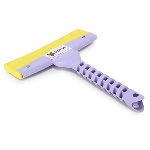 Image of Krivan Window Wiper Window Squeegee Mirror Scraper Perfect for Shower Doors Window Mirror Car Glass Bathroom with Soft Rubber Blade Wiper Window Cleaner (Set of 2, Purple)