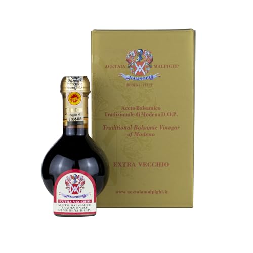 Affinamento oltre 25 anni – Aceto Balsamico Tradizionale di Modena DOP Extravecchio maturato per più di venticinque anni in piccole botti di legni diversi secondo il metodo tradizionale delle acetaie modenesi, espressione del tempo e della tradizione.