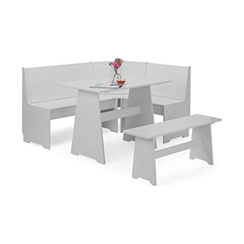 Julian Bowen Newport Corner Dining Set with Storage Bench-Dove Grey, One Size Cover