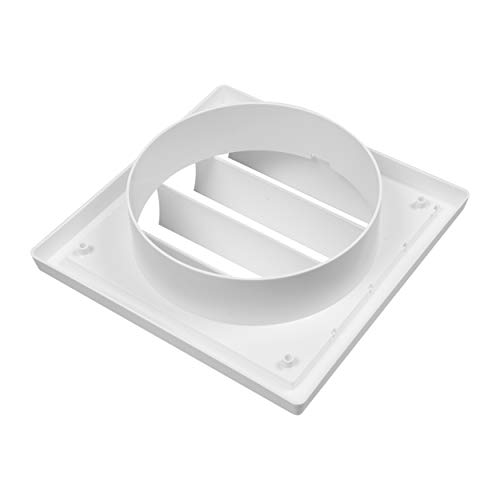 Vent Systems Duża osłona powietrza wylotowego 150 mm, biała, osłona suszarki, osłona odpowietrzająca, kratka dopływu powietrza z tworzywa sztucznego, 190 x 190 mm
