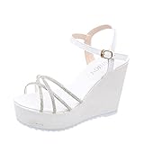 mjgkhiy sandali donna estivi tacco e zeppa eleganti plateau sandaletti casual punta aperta platform sandalo moda spiaggia wedge high heels sera offerta sandali da sposa gioiello con tacco