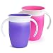 Munchkin Miracle 360 Trainer Cup with handles, Pink/Orange, 7 Ounce, 2 Count