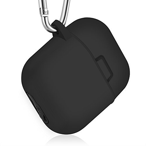AddAcc AirPods Waterproof Case Protective Cover, Shockproof TPU Skin AirPods Case with Keychain, Dust Resistent AirPods Charging Case Compatible for Apple AirPods-Black