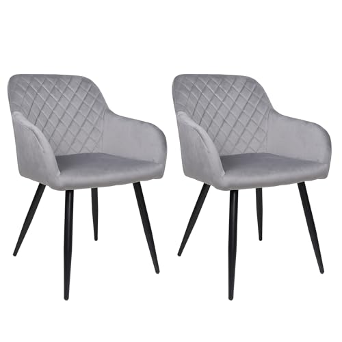 Albatros Lot de 2 chaises de salle à manger Salo, grises, modernes et élégantes, rembourrées,...