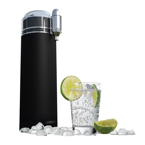 LePresso Sparkling Water Maker Double Wall Vacuum Fizz Maker Homemade Soda Maker Compatible with CO2 Capsule Portable Sparkling Water Carbonator with 750mL Capacity Stainless Steel Home/Outdoor