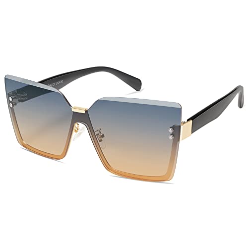 SOJOS Retro Rimless Oversized Sunglasses SJ1160