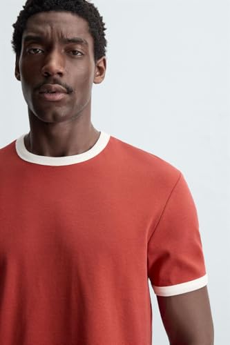 Image of Alan Jones Clothing Men's Regular Fit Stretch Cotton T-Shirt | Round Neck Short Sleeve Contrast Trim Tee | Casual Crew Neck T-Shirt for Men