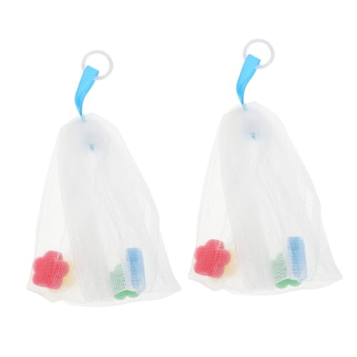 Ipetboom 2Pcs Portable Facial Soap Foaming Nets Fine Mesh Bags with Hanging for Easy Storage Create Rich Bubbles for Gentle Face Cleansing Practical Household Cleansing Accessories