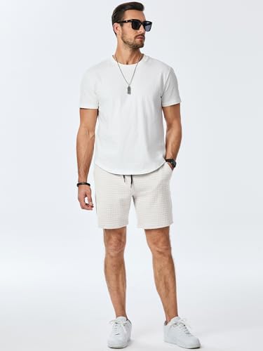 JMIERR Mens Sweat Shorts Casual Stretch Elastic Waist Waffle Workout Gym Short 7 inch Inseam Running Short with Pocket4