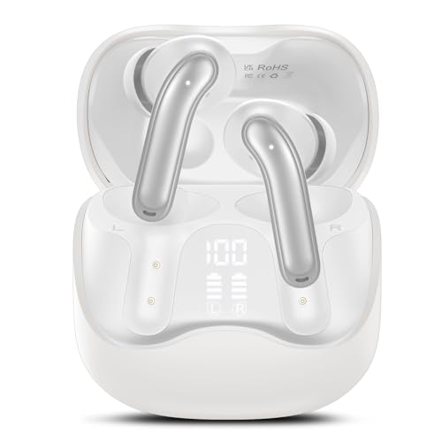 Bluetooth Kopfhörer mit Hybride Aktive Geräuschunterdrückung, In Ear Kopfhörer Kabellos Bluetooth 5.4, 6Mic, 49Std. Wiedergabe, kraftvoller Bass, 8 EQ-Modi, APP-Steuerung, kabelloses Laden, Multipoint